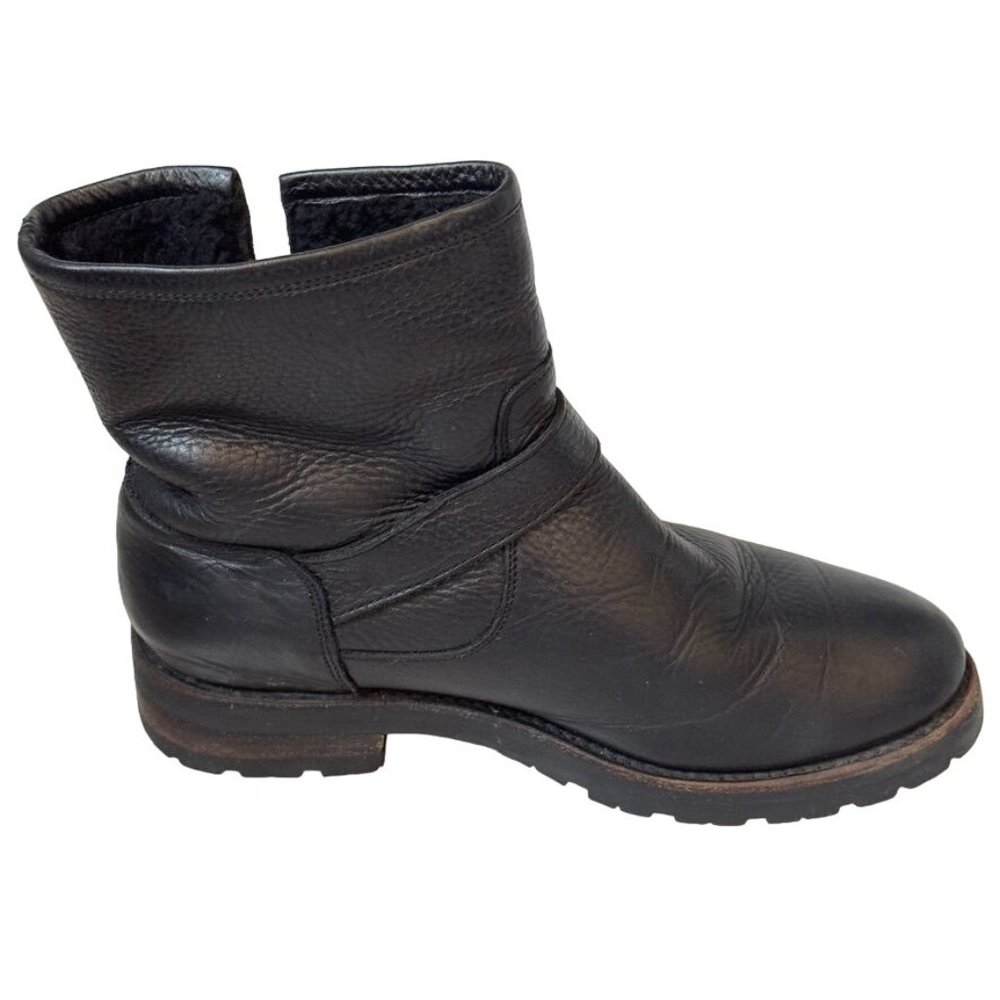 Frye Black Leather Buckle Ankle Boots - Picture 9 of 14